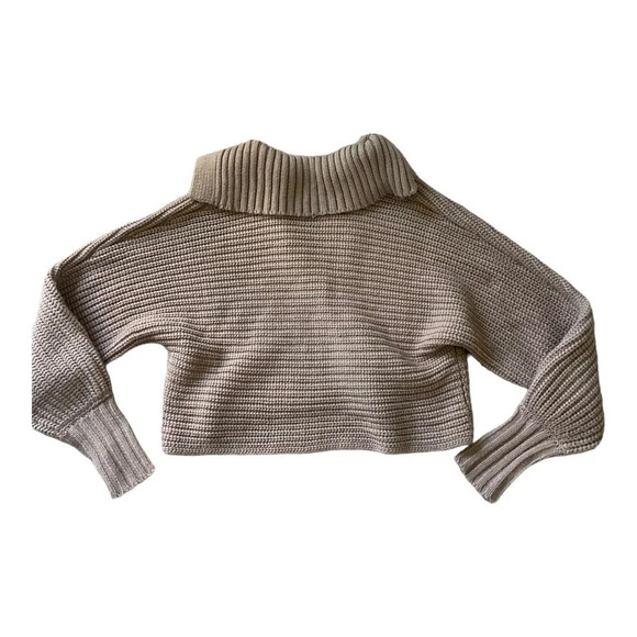 NAKD Big Collar Chunky Knitted Cropped Collar Sweater Sz S Tan Brown - Picture 4 of 6